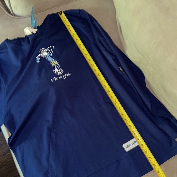 Life is Good Golf Crusher Long Sleeve Hooded Tee Shirt Golfer.  Size Medium Navy - Picture 9 of 11
